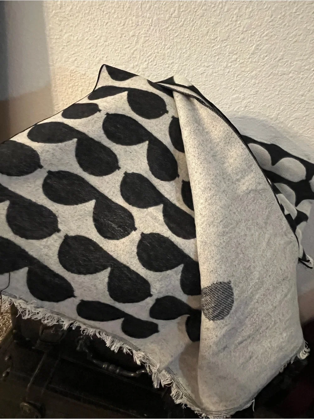 Karl Lagerfeld Black and Cream Patterned Scarf